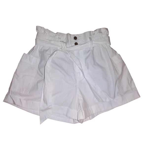 Urban Outfitters Paper bag  High waist cuffed white shorts size S - Picture 1 of 4
